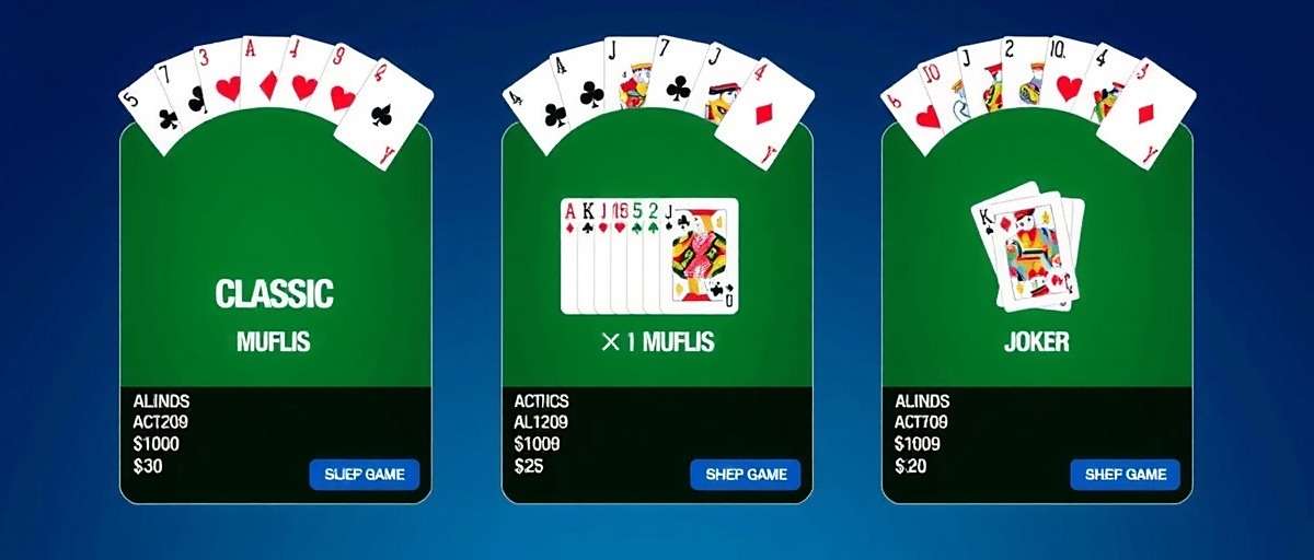 Different game variants available in Teen Patti Supreme including classic, muflis, and joker